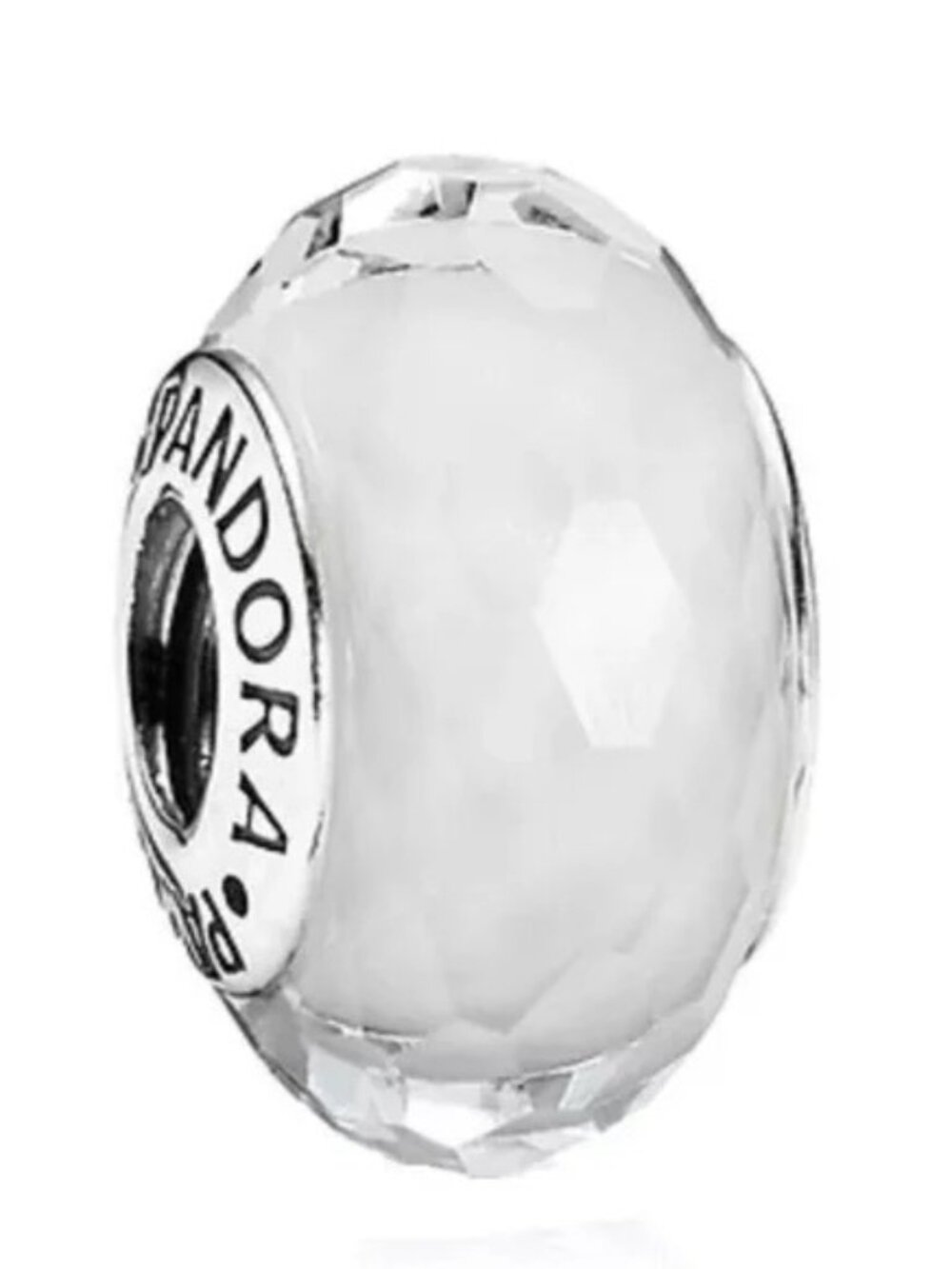 Pandora White Faceted Murano Glass Spacer Charm